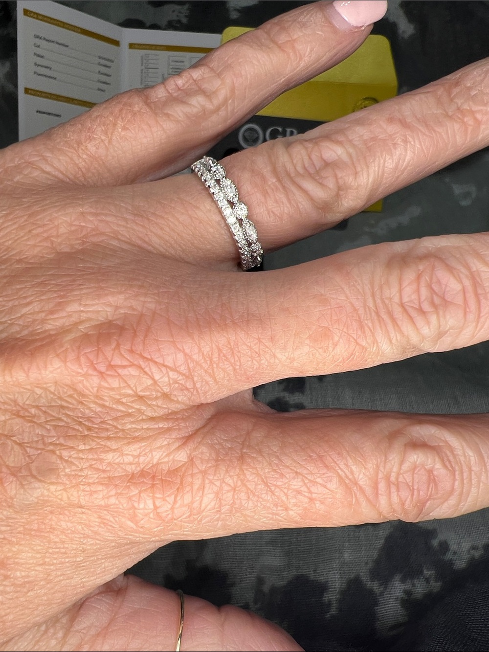 Classic Silver Sterling Moissanite Diamond double Band Ring